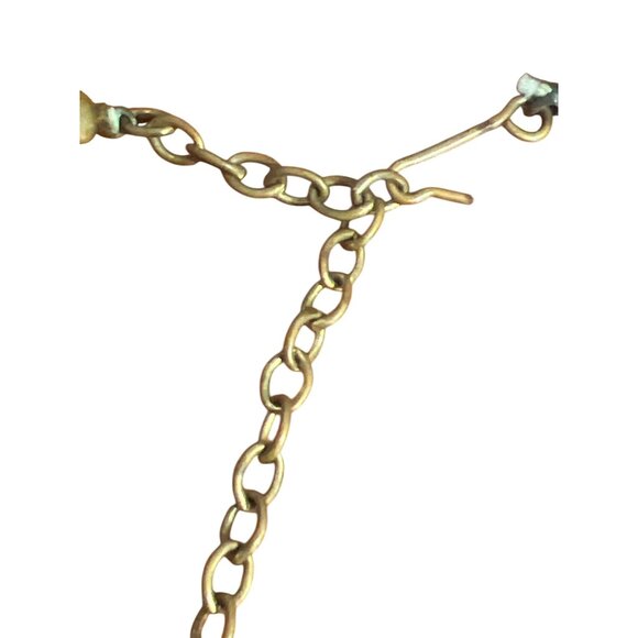 Vintage Bakelite Green Moss Square Bead Choker Collar Necklace Gold Tone Rose - Picture 5 of 5